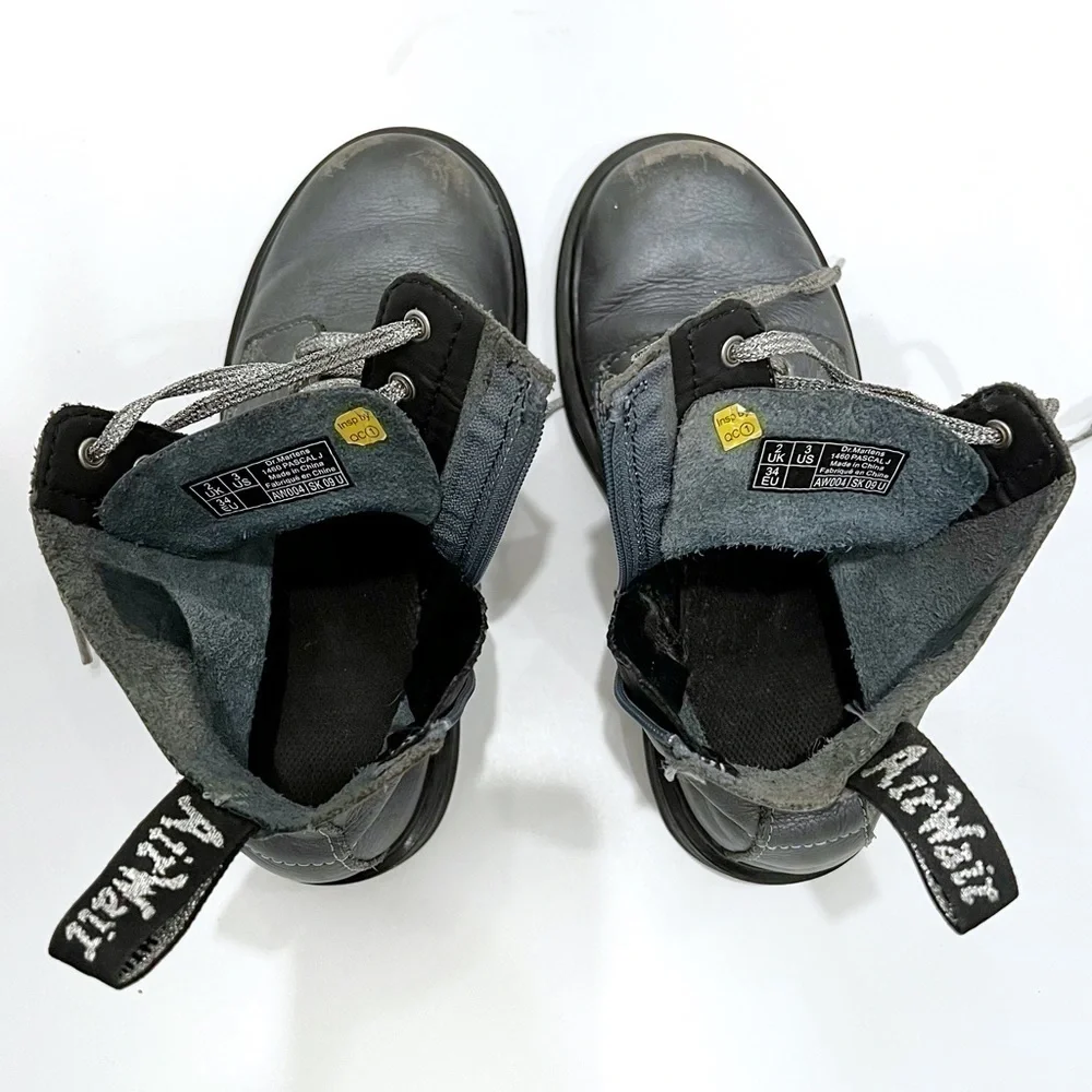 DR. Martens Metallic Gunmetal Boots Size 2